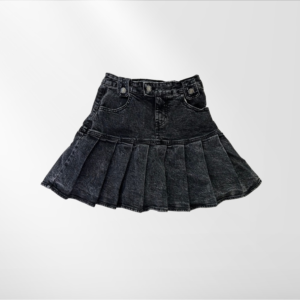 Pleated Denim Skirt